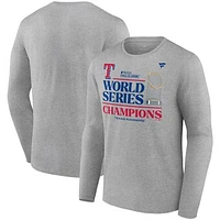 Men's Fanatics Heather Gray Texas Rangers 2023 World Series Champions Locker Room Long Sleeve T-Shirt