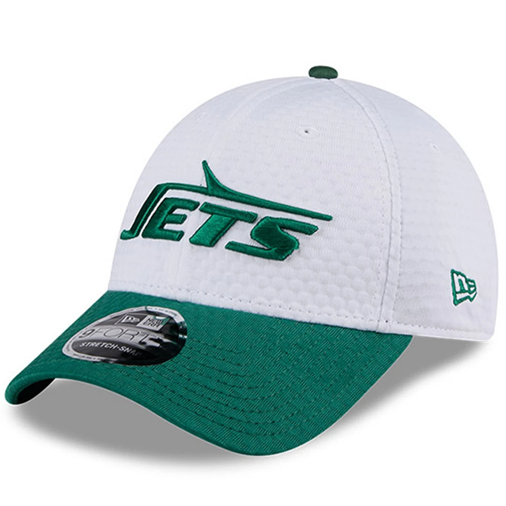 Men's New Era White/Green New York Jets 2024 NFL Training Camp 9FORTY Adjustable Hat