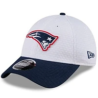 Men's New Era White/Navy New England Patriots 2024 NFL Training Camp 9FORTY Adjustable Hat