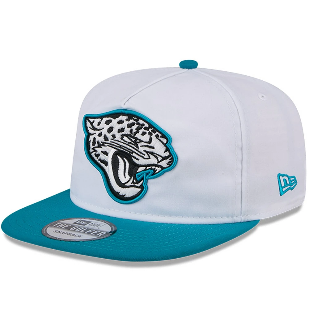 Men's New Era White/Teal Jacksonville Jaguars 2024 NFL Training Camp Golfer Snapback Hat