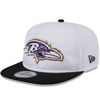 Men's New Era White/Black Baltimore Ravens 2024 NFL Training Camp Golfer Snapback Hat