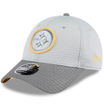 Men's New Era Gray Pittsburgh Steelers 2024 NFL Training Camp 9FORTY Adjustable Hat