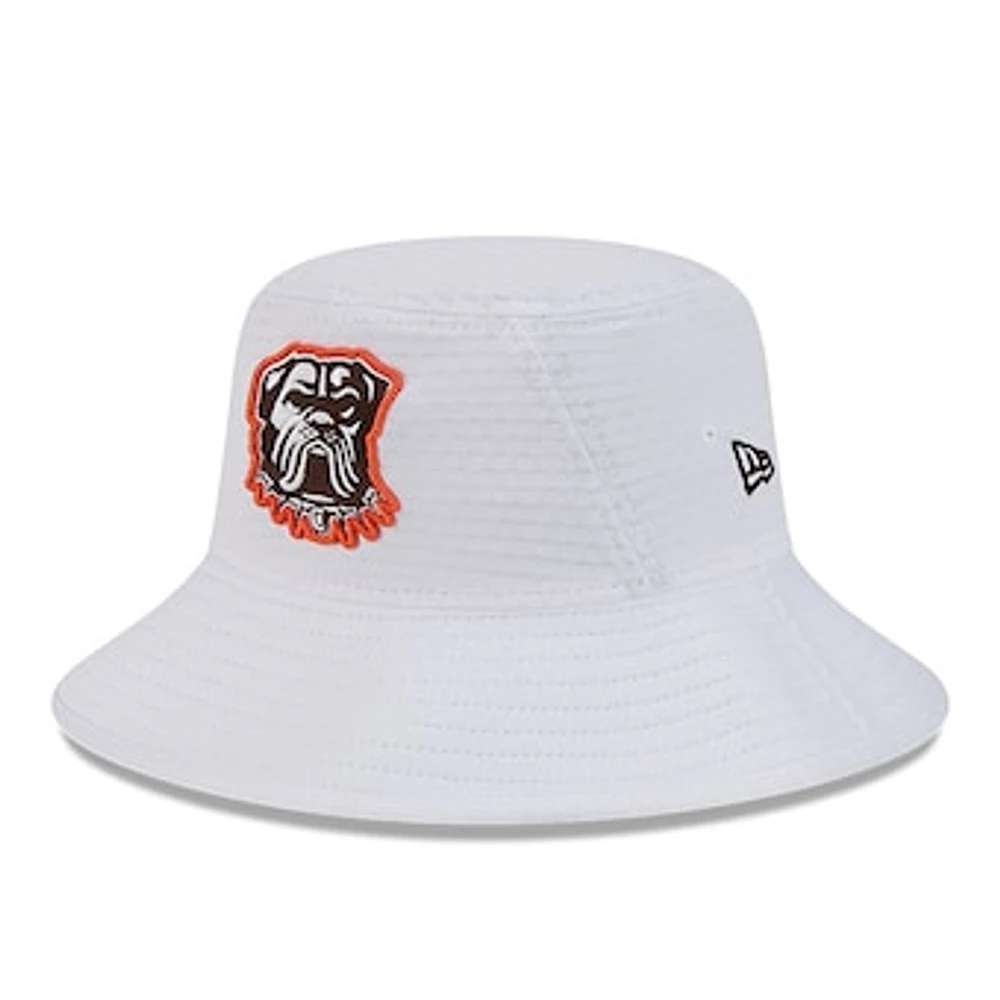 Men's New Era White Cleveland Browns 2024 NFL Training Camp Stretch Bucket Hat