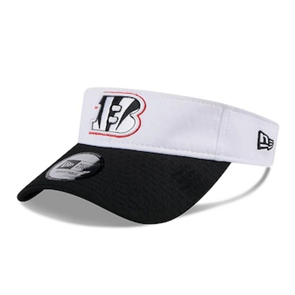 Men's New Era White/Black Cincinnati Bengals 2024 NFL Training Camp Adjustable Visor