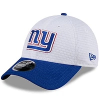 Youth New Era White/Royal New York Giants 2024 NFL Training Camp 9FORTY Adjustable Hat