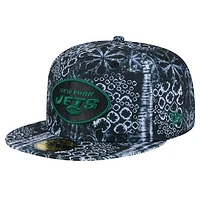 Men's New Era Black York Jets Shibori 59FIFTY Fitted Hat