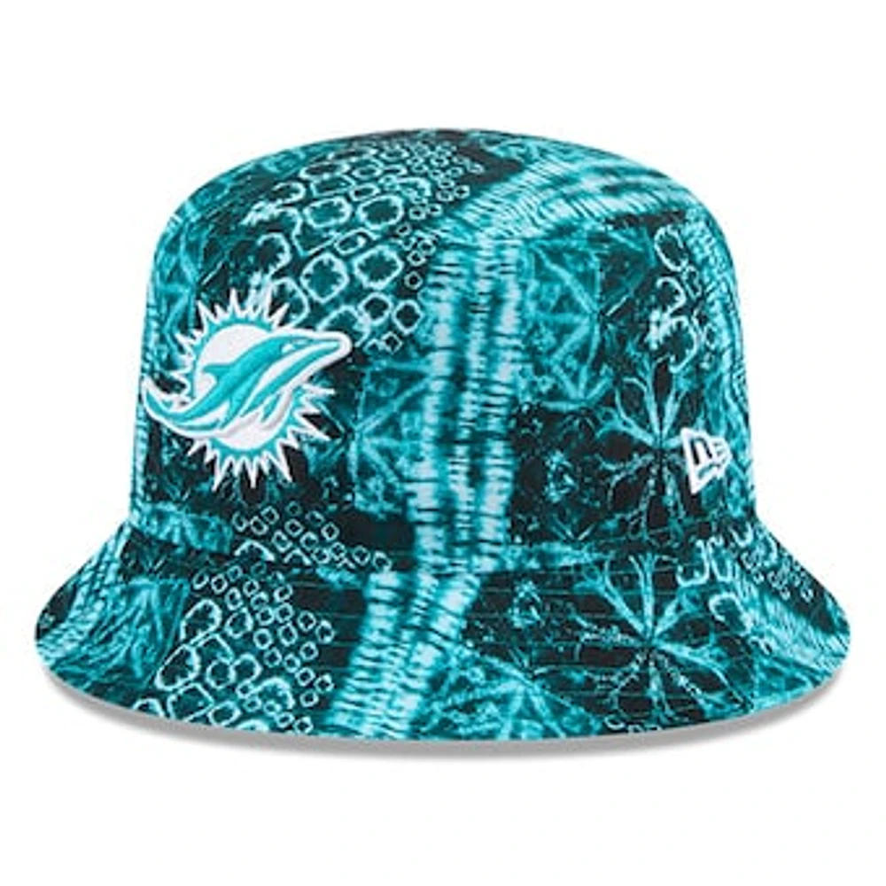 Men's New Era Aqua Miami Dolphins Shibori Bucket Hat