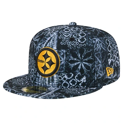 Men's New Era Black Pittsburgh Steelers Shibori 59FIFTY Fitted Hat