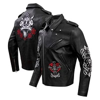 Men's Freeze Max Black Looney Tunes Daffy Despicable Full-Zip Motorcycle Jacket