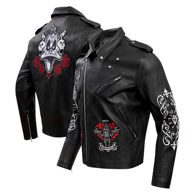 Men's Freeze Max Black Looney Tunes Daffy Despicable Full-Zip Motorcycle Jacket
