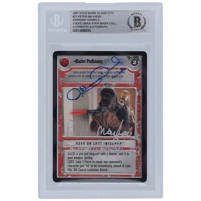 Peter Mayhew and Anthony Daniels Star Wars Autographed 1997 CCG Cloud City #21 BGS Authenticated Card with ''C-3PO'' & ''Chewbacca'' Inscriptions