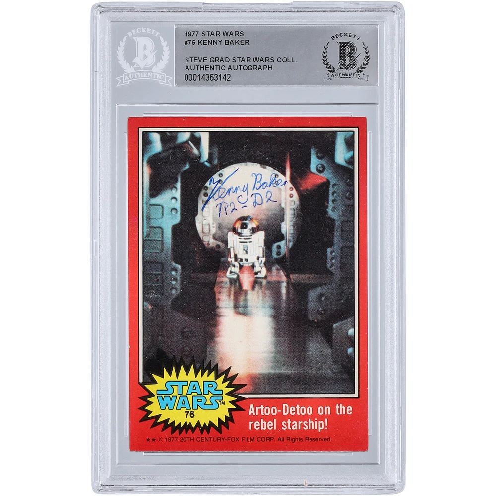 Kenny Baker Autographed 1977 Topps Star Wars #76 BGS Authenticated Card with "R2-D2" Inscription