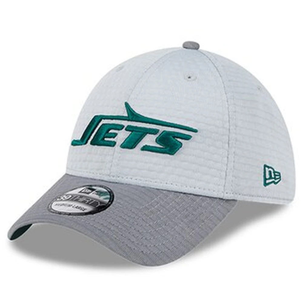 Men's New Era Gray New York Jets 2024 NFL Training Camp 39THIRTY Flex Hat