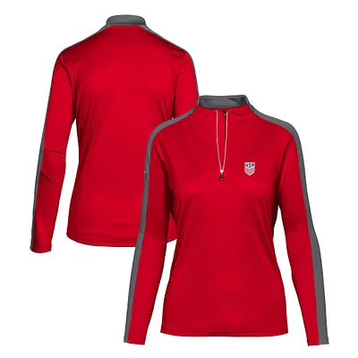 Women's Levelwear Red USMNT Remi Quarter-Zip Pullover Top