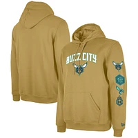 Men's New Era Tan Charlotte Hornets Big & Tall 2023/24 City Edition Jersey Pullover Hoodie