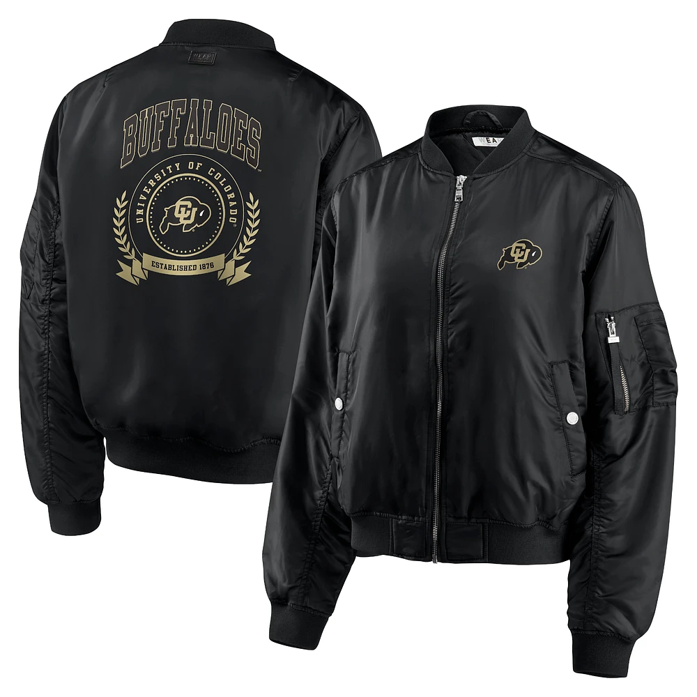 Women's WEAR by Erin Andrews Black Colorado Buffaloes Full-Zip Bomber Jacket