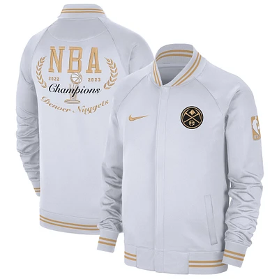 Men's Nike White Denver Nuggets 2023 NBA Finals Champions Ring Ceremony Showtime Thermaflex Full-Zip Jacket