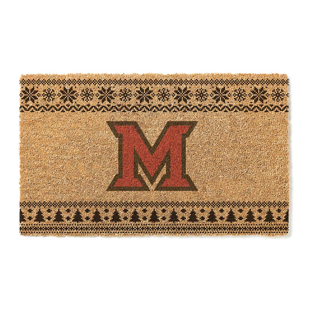 Miami University RedHawks 18" x 30" Holiday Coir Doormat