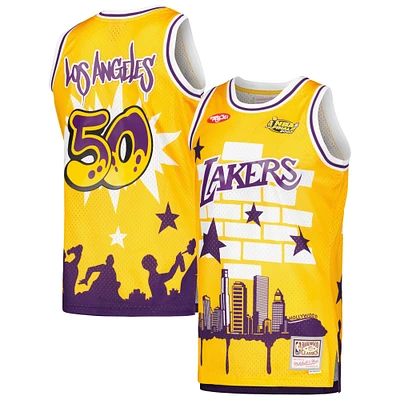 Men's Mitchell & Ness x Tats Cru Gold Los Angeles Lakers Hardwood Classics Fashion Jersey