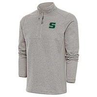 Men's Antigua  Oatmeal Slippery Rock Pride Course Quarter-Zip Pullover Top