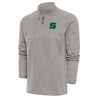 Men's Antigua  Oatmeal Slippery Rock Pride Course Quarter-Zip Pullover Top