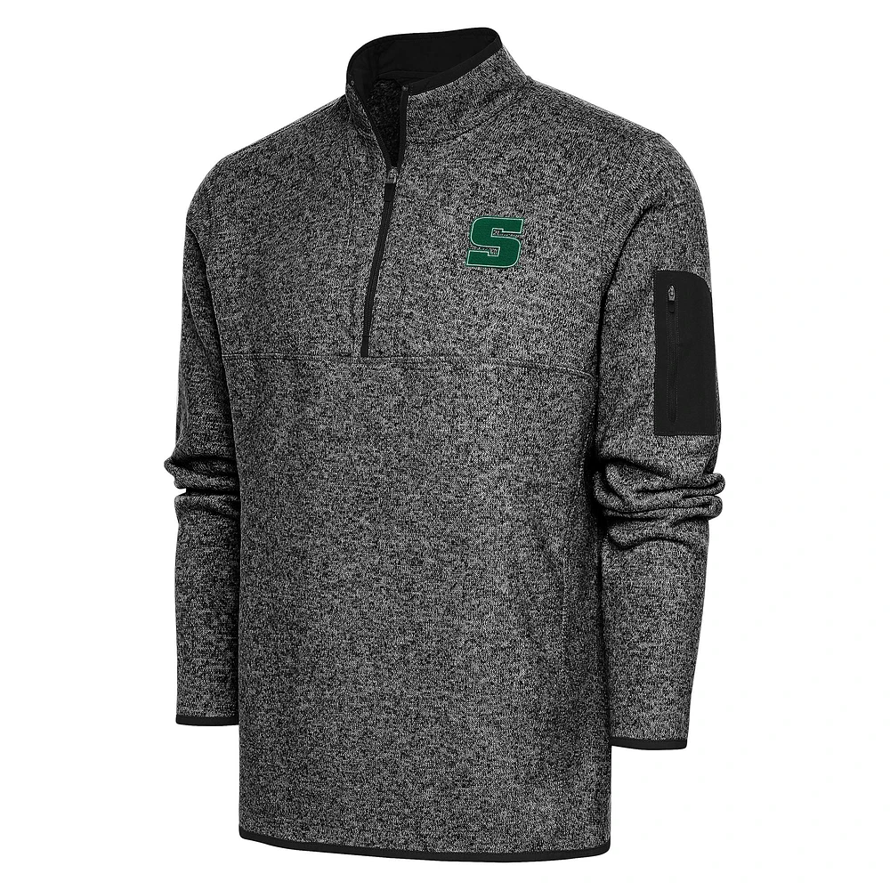 Men's Antigua Heather Black Slippery Rock Pride Big & Tall Fortune Quarter-Zip Pullover Jacket