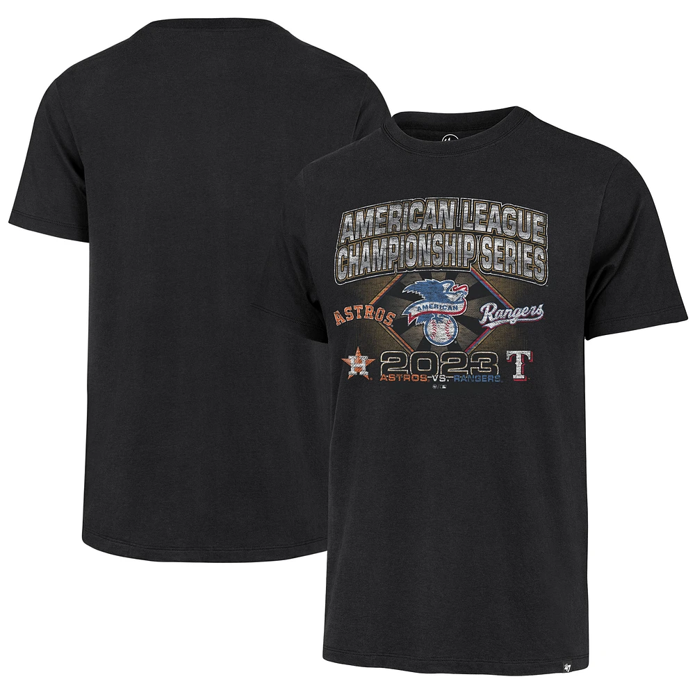 Men's '47  Black Houston Astros vs. Texas Rangers 2023 ALCS Matchup Franklin T-Shirt