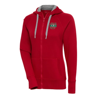 Women's Antigua Red WashU Victory Full-Zip Hoodie