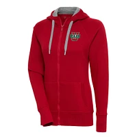 Women's Antigua Red WashU Victory Full-Zip Hoodie