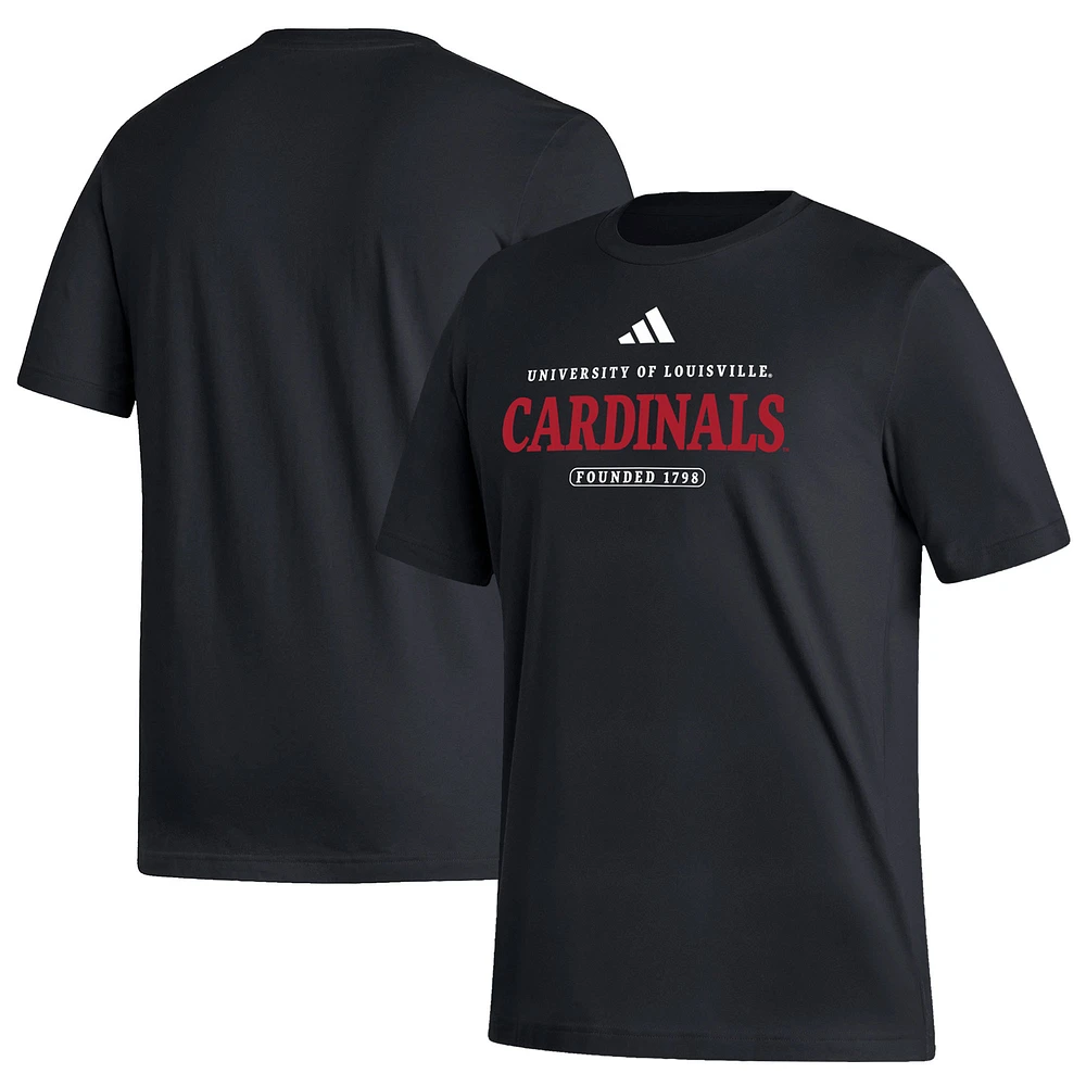 Men's adidas Black Louisville Cardinals Sideline Fresh Short Sleeve T-Shirt