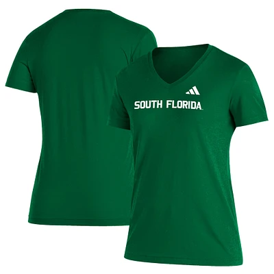 Women's adidas Green South Florida Bulls Sideline Blend Short Sleeve T-Shirt