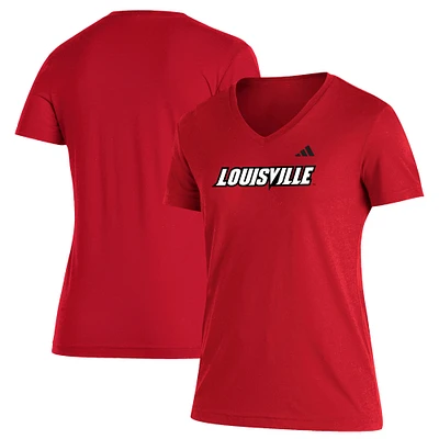Women's adidas Red Louisville Cardinals Sideline Blend Short Sleeve T-Shirt