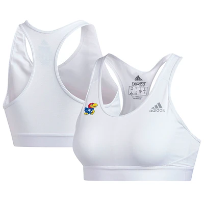 Women's adidas White Kansas Jayhawks Sideline Alphaskin Sports Bra