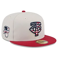 Men's New Era  Khaki/Red Minnesota Twins 2024 Fourth of July 59FIFTY Fitted Hat