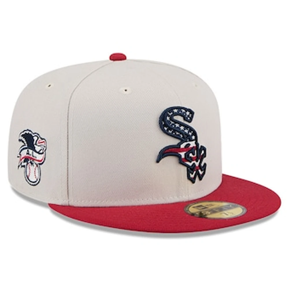 Men's New Era  Khaki/Red Chicago White Sox 2024 Fourth of July 59FIFTY Fitted Hat