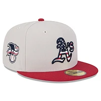 Men's New Era Khaki/Red Athletics 2024 Fourth of July 59FIFTY Fitted Hat