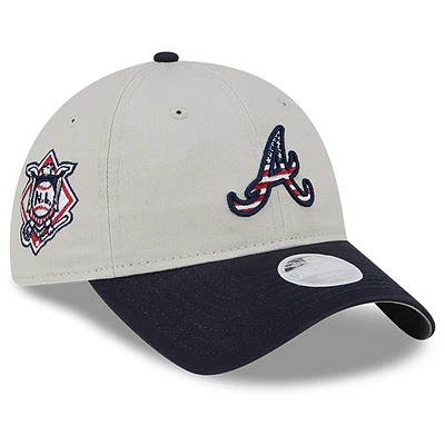 Women's New Era  Khaki/Black Atlanta Braves 2024 Fourth of July 9TWENTY Adjustable Hat