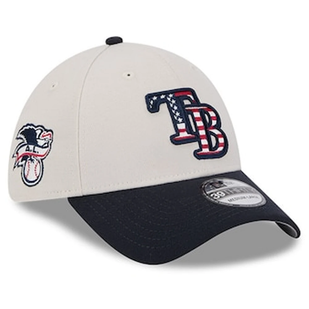 Men's New Era  Khaki/Black Tampa Bay Rays 2024 Fourth of July 39THIRTY Flex Hat