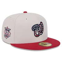 Men's New Era  Khaki/Red Washington Nationals 2024 Fourth of July 59FIFTY Fitted Hat