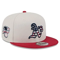 Men's New Era Khaki/Red Athletics 2024 Fourth of July 9FIFTY Snapback Hat