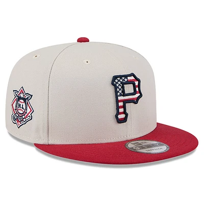 Men's New Era  Khaki/Red Pittsburgh Pirates 2024 Fourth of July 9FIFTY Snapback Hat