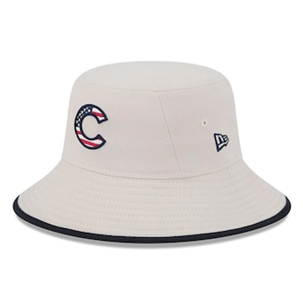 Men's New Era  Khaki Chicago Cubs 2024 Fourth of July Bucket Hat