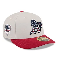 Men's New Era Khaki/Red Athletics 2024 Fourth of July Low Profile 59FIFTY Fitted Hat