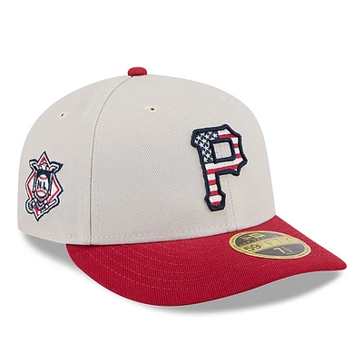 Men's New Era  Khaki/Red Pittsburgh Pirates 2024 Fourth of July Low Profile 59FIFTY Fitted Hat