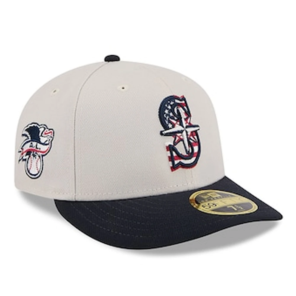 Men's New Era  Khaki/Black Seattle Mariners 2024 Fourth of July Low Profile 59FIFTY Fitted Hat