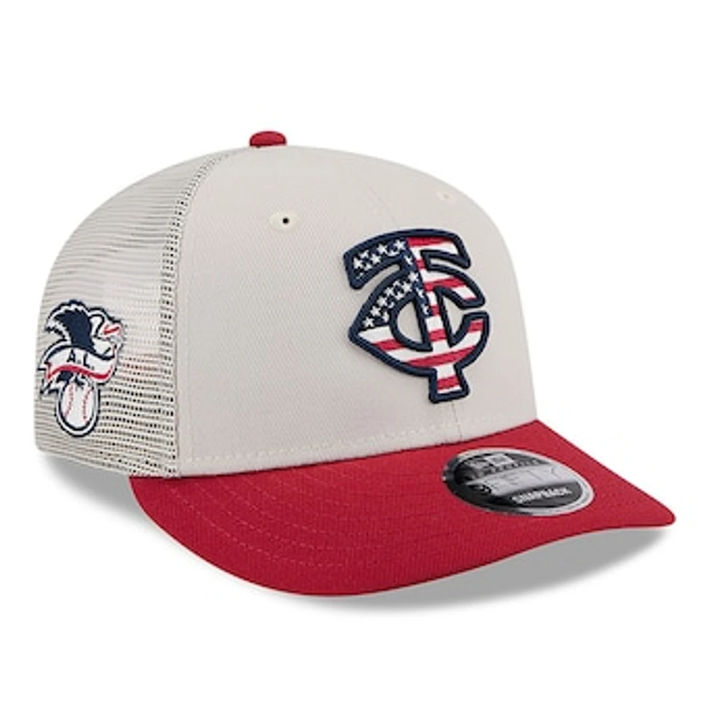 Men's New Era  Khaki/Red Minnesota Twins 2024 Fourth of July Trucker Low Profile 9FIFTY Snapback Hat