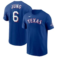 Men's Nike Josh Jung Royal Texas Rangers 2023 World Series Champions Name & Number T-Shirt