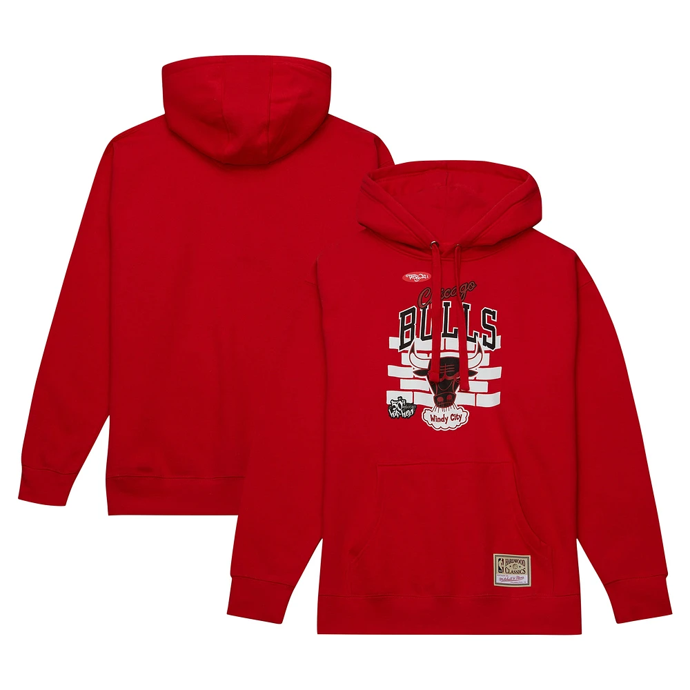 Men's Mitchell & Ness x Tats Cru Red Chicago Bulls Hardwood Classics Brick Pullover Hoodie