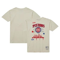 Men's Mitchell & Ness x Tats Cru Cream Detroit Pistons Hardwood Classics City T-Shirt