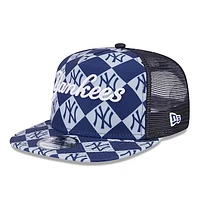 Men's New Era Navy New York Yankees Seeing Diamonds A-Frame Trucker 9FIFTY Snapback Hat